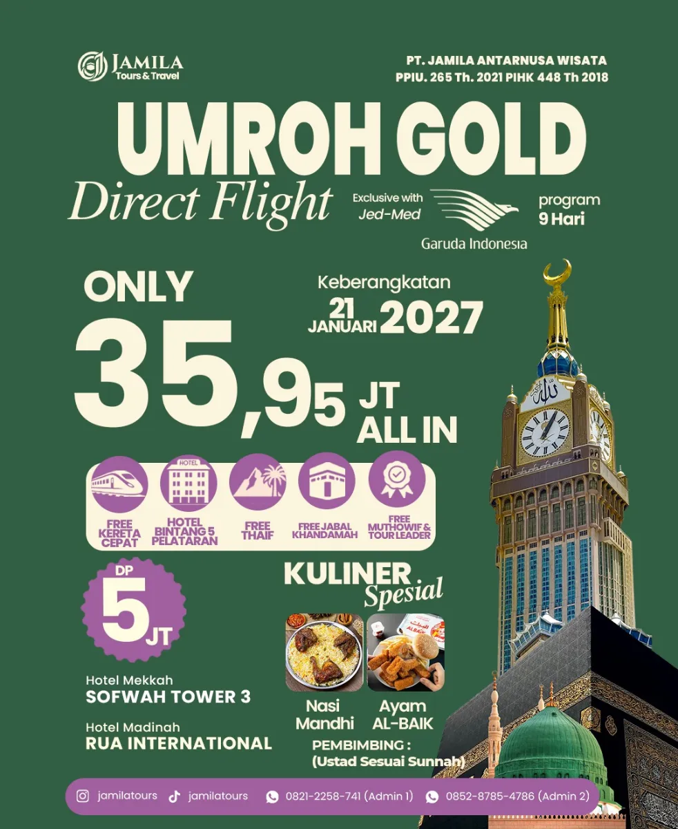PAKET UMROH GOLD 21 JANUARI 2027